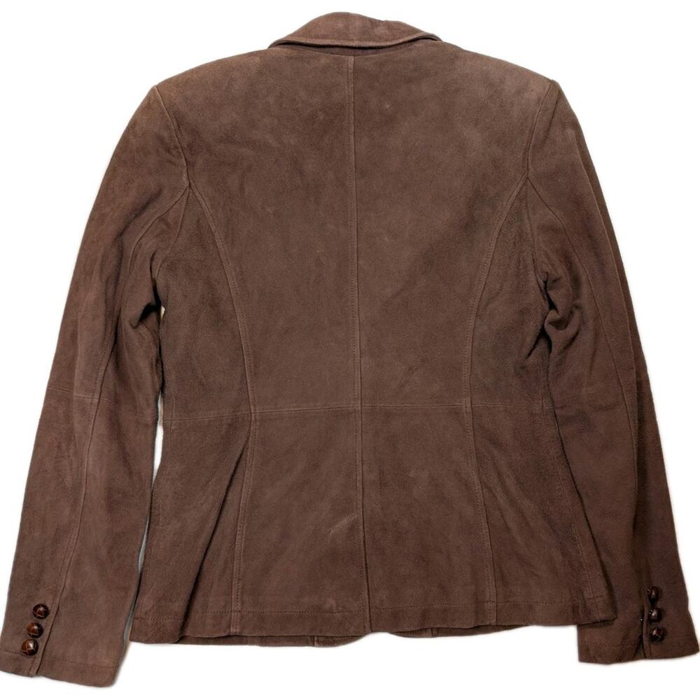 Lilly Pulitzer Lamb Suede Blazer Jacket Brown Leather Coat Medium M - Picture 5 of 7